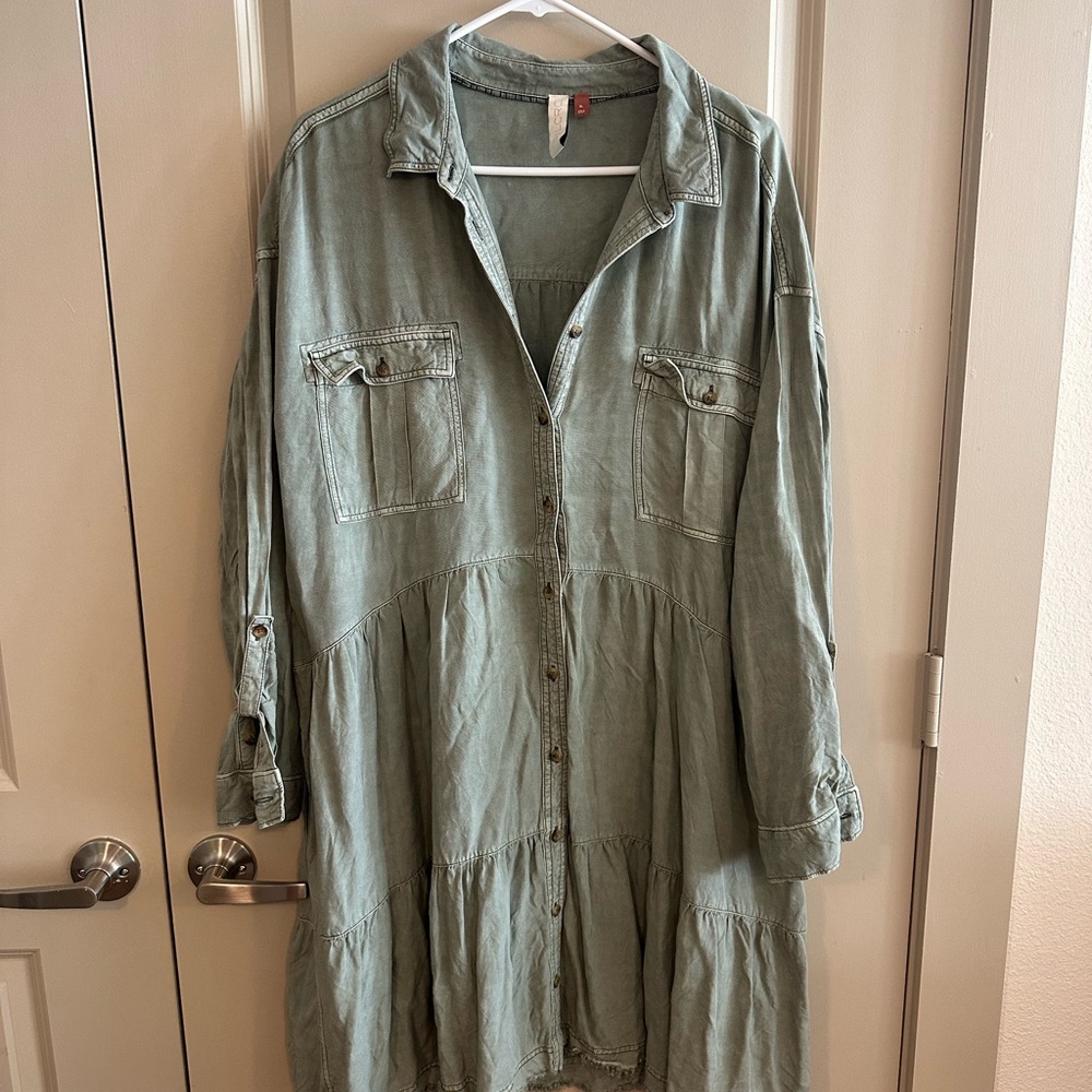 Pilcro Sage Green Denim Shirt
